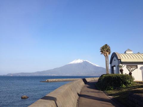 桜島・冠雪